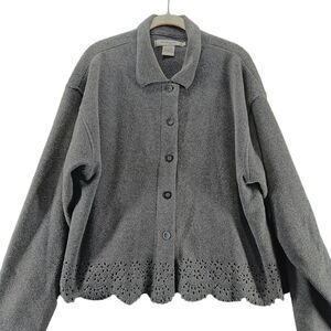 The Barrage Co. Womens Sweater Grey Size Large 100% Polyester Long Sleeve Button